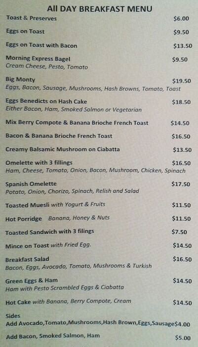 Sierra Cafe Menu, Menu for Sierra Cafe, Newmarket, Auckland - Menumania ...