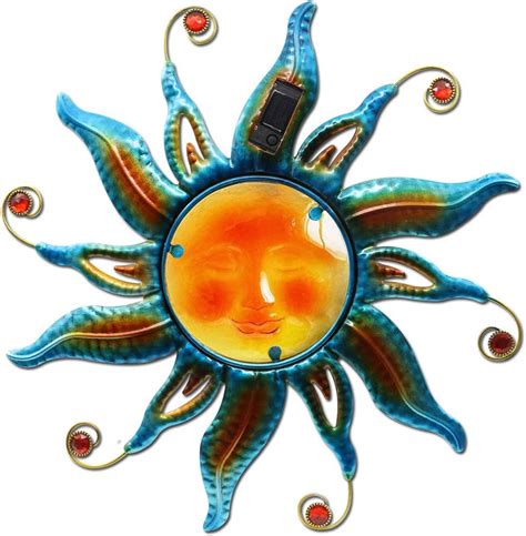 Goodeco Solar Sun Outdoor Wall Decor Mount Metal Sun Wall Art