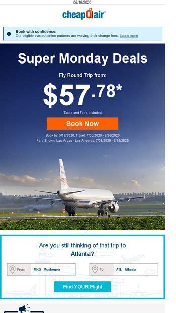 Super Monday Deals Fly Round Trip From 57 78 CheapOair Email Archive