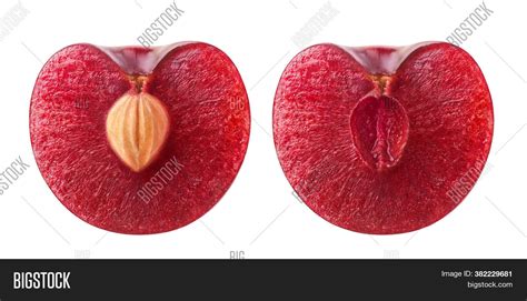 Isolated Cherry Halves Image And Photo Free Trial Bigstock