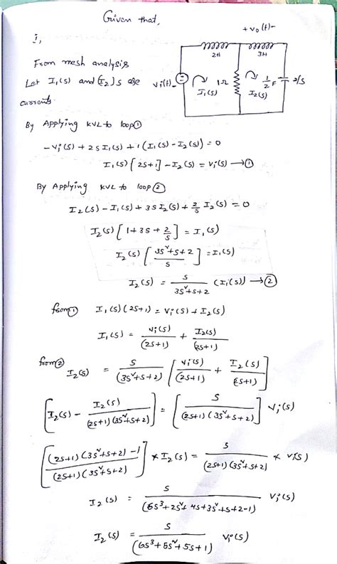 Solved Find The Transfer Function G S Vo S Vi S For Each