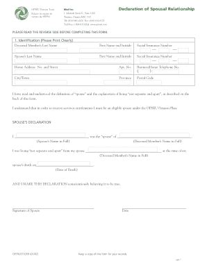 Fillable Online Declaration Of Spousal Relationship Optrust