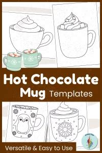 Hot Chocolate Mug Template Set Coloring Pages