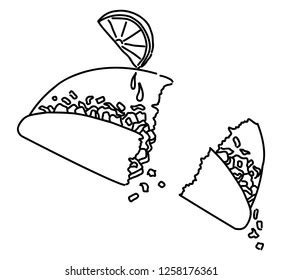 Taco Outline Drawing Vector Stock Vector (Royalty Free) 1258176361 ...