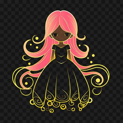 Premium Psd Tshirt Design Of Kawaii Chibi Girl With Long Flowing Hair