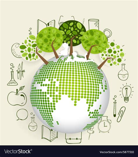 Modern Globe With Trees And Application Icon Vector Image