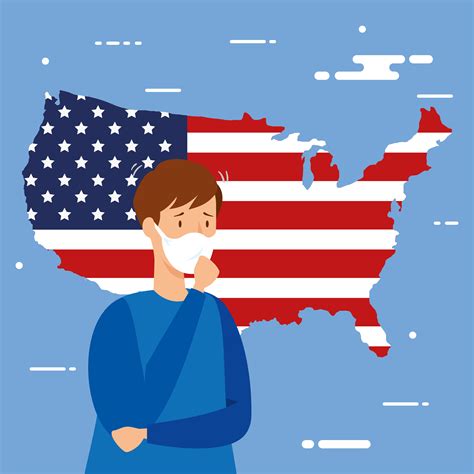 usa map and flag with covid19 particles and patient 1880450 Vector Art ...