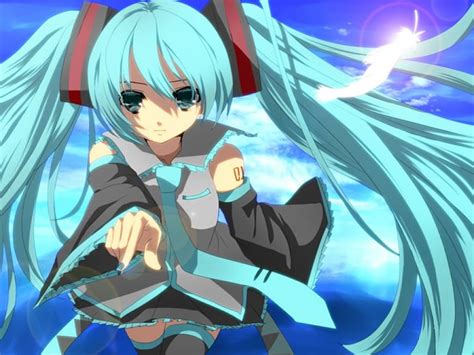 Hatsune Miku Superstar Green Eyes Anime Feather Hot Anime Girl