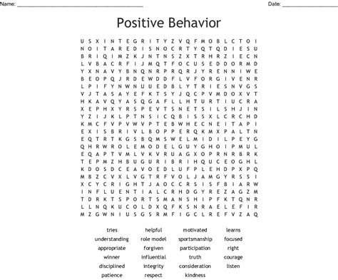 Positive Words Word Search Printable