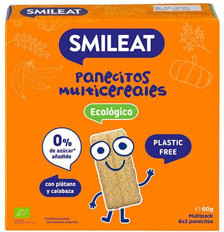 Smileat Panecitos ecológicos multicereales con plátano y calabaza