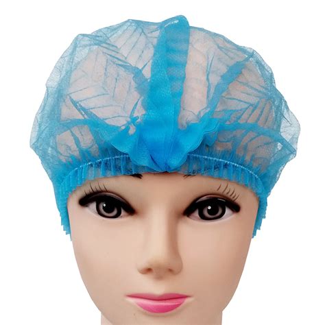 In Stock Disposable Non Woven Hair Nets Pleated Head Cover Clip Cap