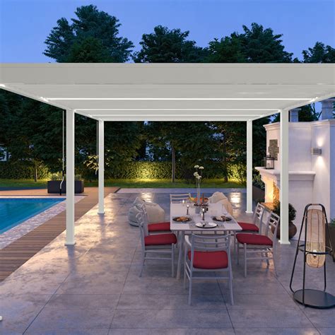 Pergola Autoportante En Alu Blanc Avec Lames Orientable X M Ombrea