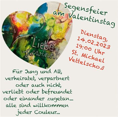 Segensfeier zum Valentinstag am 14 Februar in Vettelschoß Pfarrei St