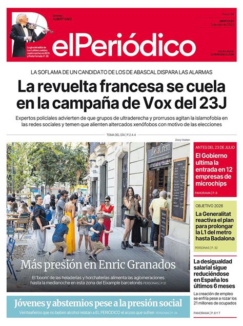 La Portada De El PeriÓdico Del 5 De Julio De 2023