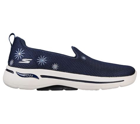 Skechers Navy Go Walk Arch Fit Daisy Dream Womens Slip On Shoes Style