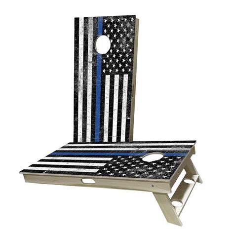 American Flag Blue Line 2x4 Cornhole Boards Outdoor Lawn Etsy In 2022 Cornhole Set Cornhole