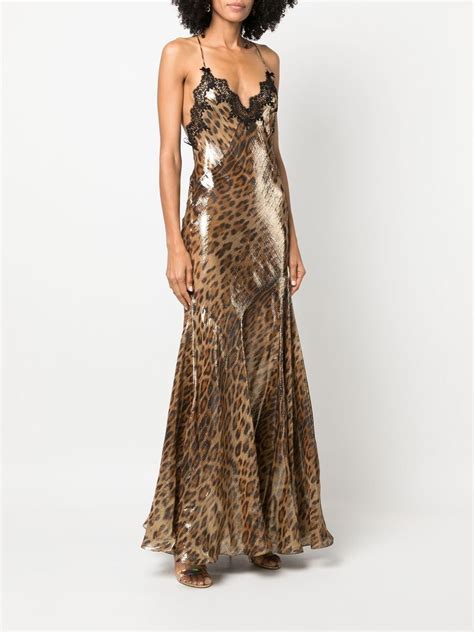 Roberto Cavalli Leopard Print Shimmering Gown Farfetch