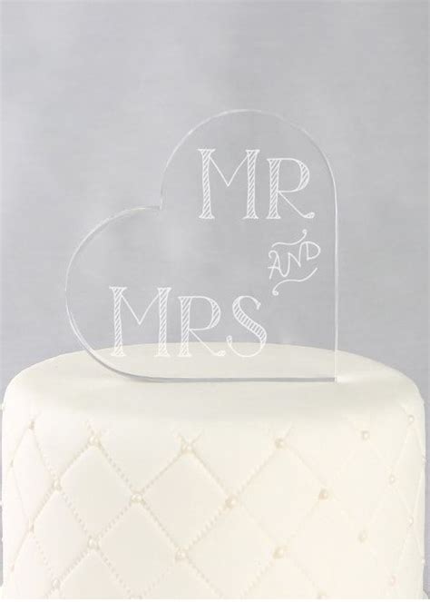 Cake Topper Dessus de gâteau Acrylique Coeur Mr Mrs Mariage Déco