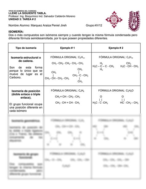 Solution Tarea Tipos De Isomeria E Hibridaci N Del Carbono Qu Mica