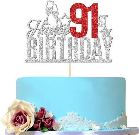 Happy 91st Birthday Cake Topper Ninety One Year Old Cake