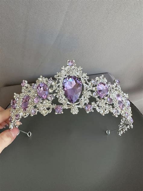 Purple Tiara Lavender Crown Silver Tiara Crystal Crown Purple