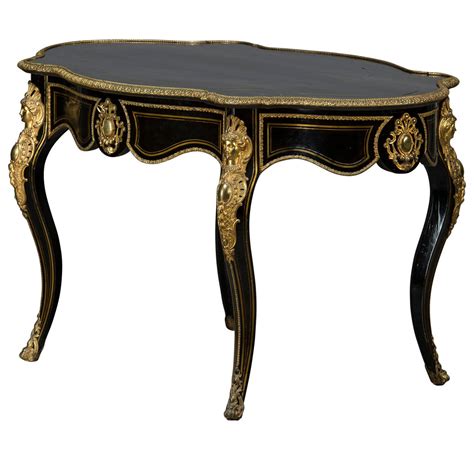 France Napoleon III Table 1850 1870 With Ebony And Bronze Mountings