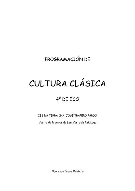 PROGRAMACIÓN CULTURA CLÁSICA 4º ESO PDF