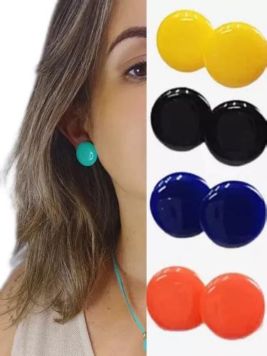 Brincos Botão Resina Pequenos Coloridos 7 Pares Cores Sortid MercadoLivre