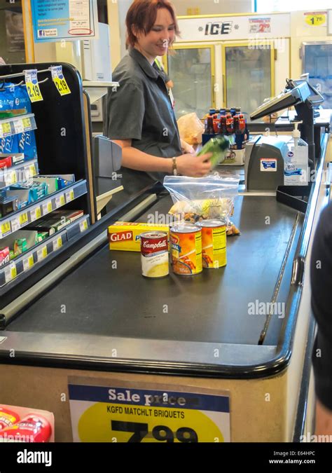 Groceries At Check Out Stand With Cashier Smith S Grocery Store Great