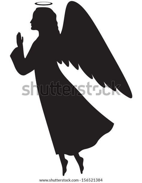 Silhouette Christmas Angel Profile Her Hands Stock Vector Royalty Free