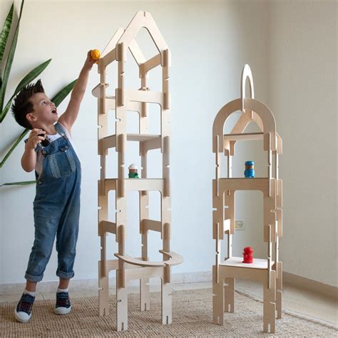 Wooden Montessori Building Blocks Modular Large Scale Natural Assembly