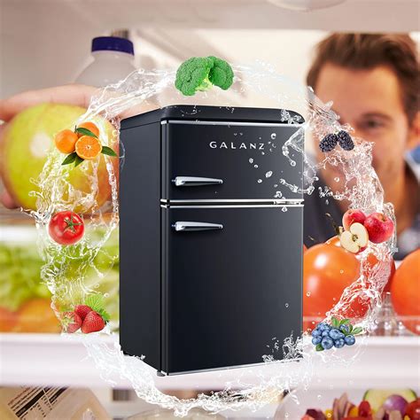 Galanz Retro Compact Mini Fridge with Freezer, 2-Door, Energy Efficient ...