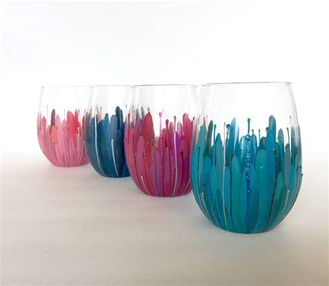 Blossom Collection Color Burst Wineglass Set Of Etsy