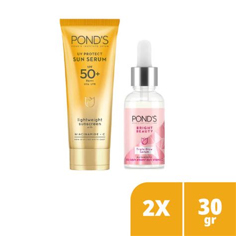 Promo Ponds Uv Protect Sun Screen Serum Spf Serum Triple Glow