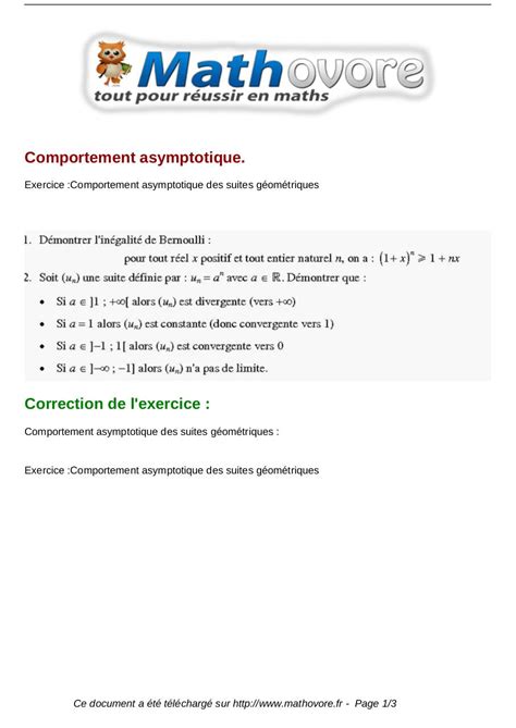 Comportement Asymptotique D Une Suite