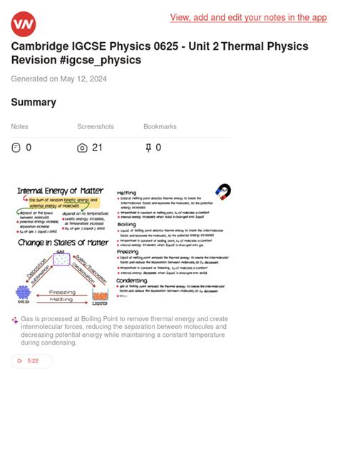 Cambridge Igcse Physics 0625 Unit 2 Thermal Physics Revision Igcse