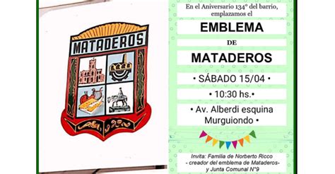 Colocación del emblema de Mataderos en Av Juan Bautista Alberdi y