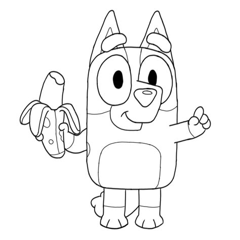 Coloriage Bluey qui mange à imprimer avec Tête à modeler