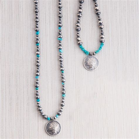 Sterling Silver Beaded and Turquoise Necklace - Southwest Indian ...