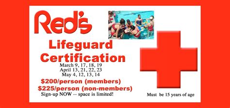 Lifeguard Certification Classes Available Red Lerilles