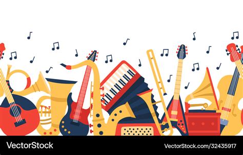 Musical Instruments Banner Music Guitar Violin Vector Image