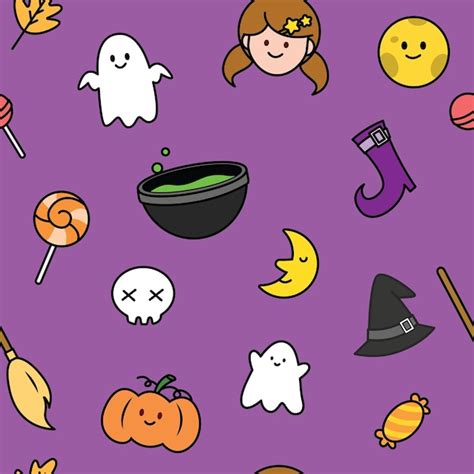 Premium Vector Halloween Cartoon Seamless Pattern Bg Cute Character