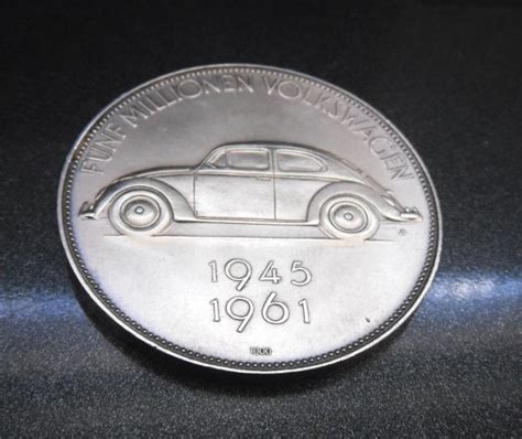 Medaille VW Käfer Fünf Millionen Volkswagen Silber 1961 Medal