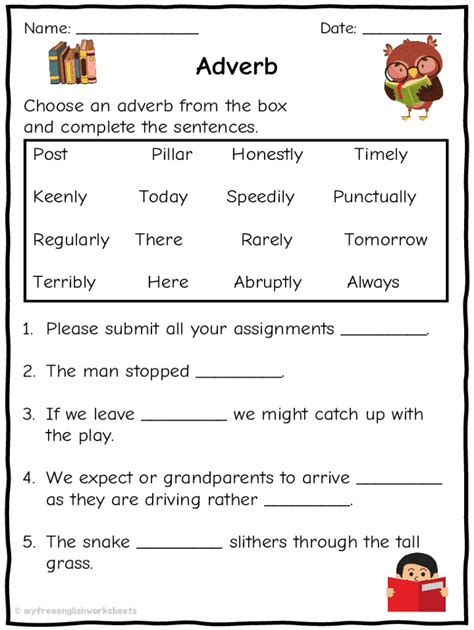 Fillable Online How When And Where Grade 3 Adverbs Worksheet Fax Email Print Pdffiller