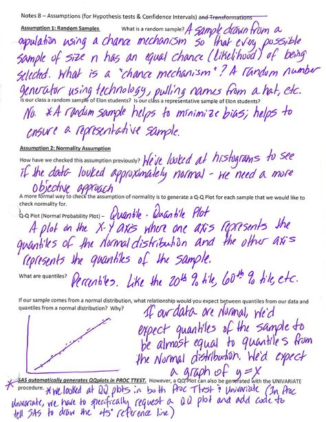 Notes 8 Completed Assumptions For Hypothesis Testing And Confidence