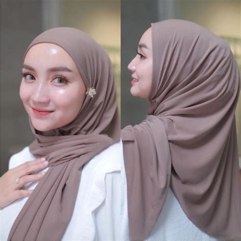 Jual 𝐇𝐒 Hijab Segitiga Instan Jersey Super Jilbab Instan Jersey