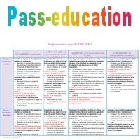 EMC Enseignement Moral Et Civique Cm1 Programmation Annuelle