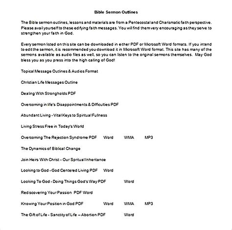 Sermon Outline Template For Reference And Guide Room Surf