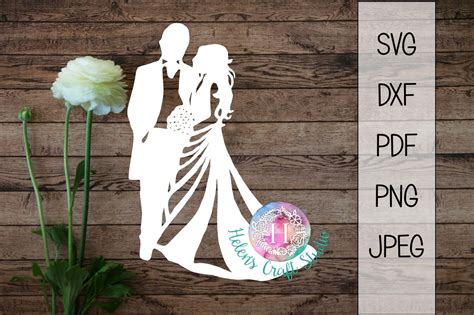 Wedding Couple Silhouette Cutting File Svg Dxf Png By Helens Craft