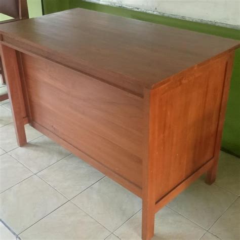 MEJA GURU KAYU JATI TANPA LOKER FINISHING MELAMIN